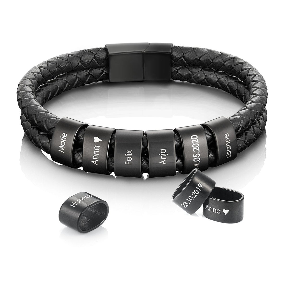 Cuentas de clip negras grabadas