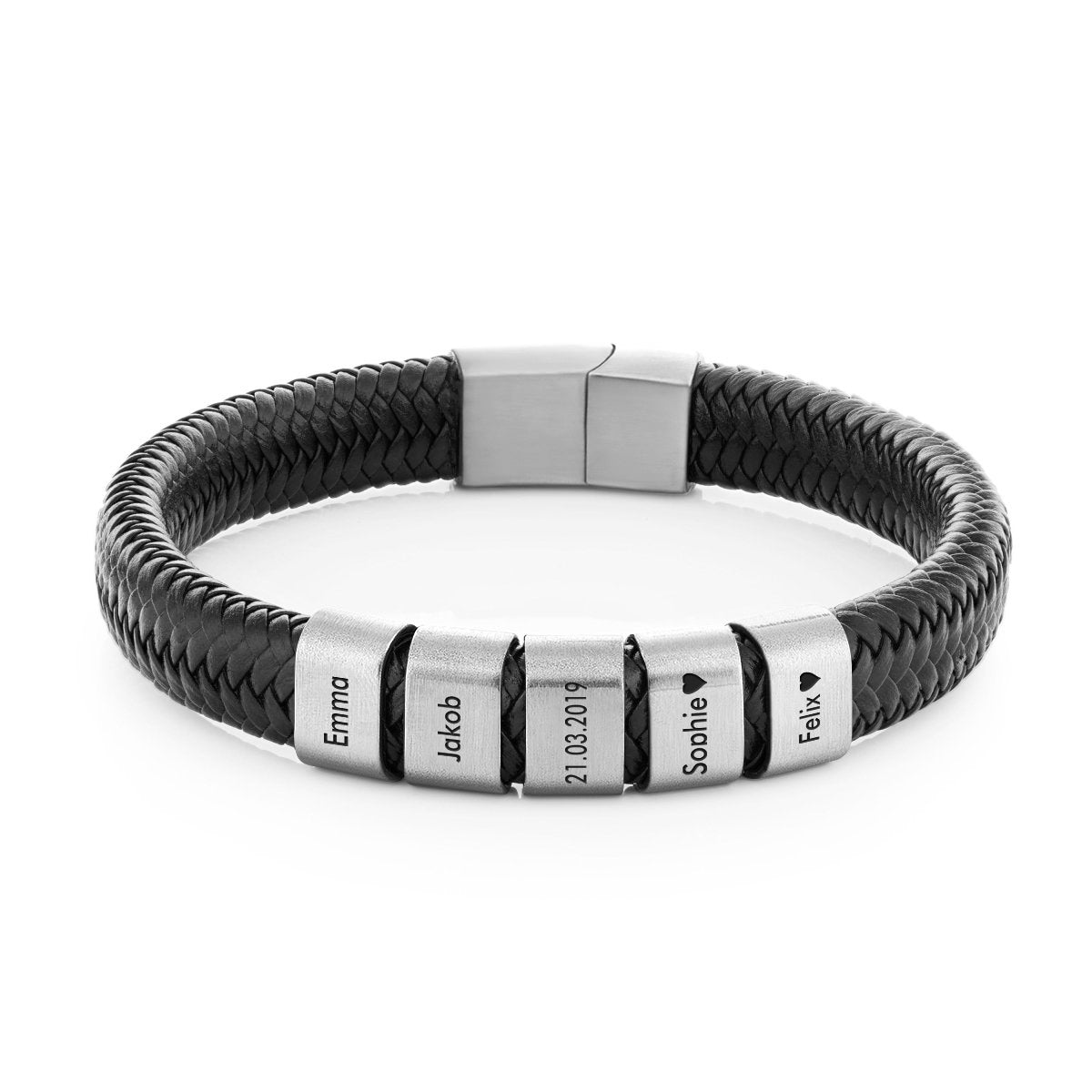 Geflochtenes Lederarmband mit gravierten Beads - Papasplatz