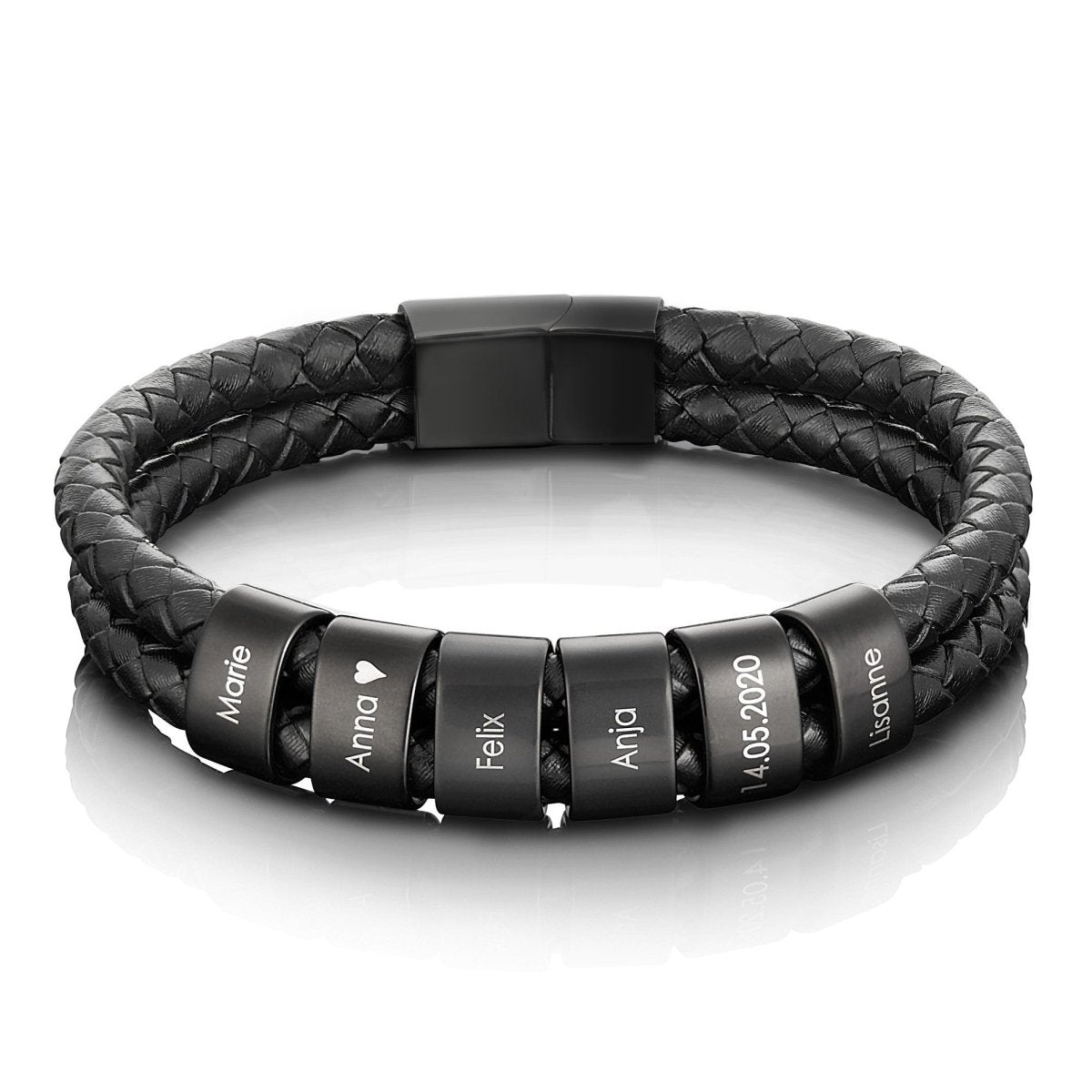 Lederarmband mit gravierten Beads - Papasplatz