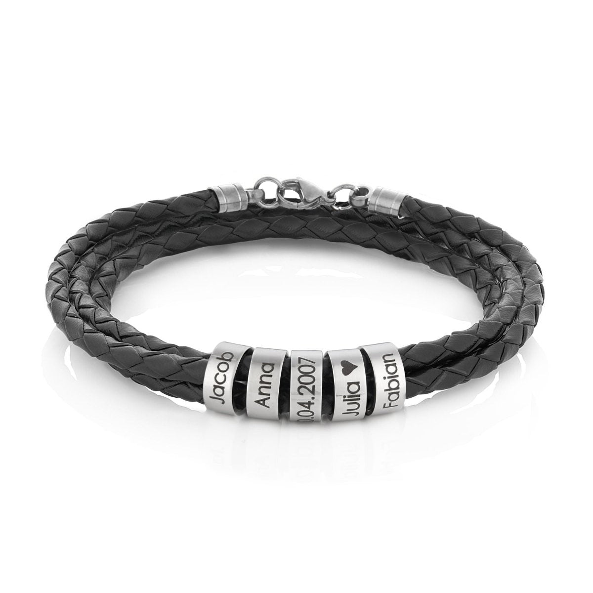 INBLUE Bracciale Uomo Personalizzata con Nome Incisione in Pelle e Acciaio Coppia Bracciali Regalo di Compleanno per Papa Amico Regali del Padre (Argento,1 Perlina INBLUE Bracciale Uomo Personalizzata con Nome Incisione in Pelle e Acciaio Coppia Bracciali Regalo di Compleanno per Papa Amico Regali del Padre (Argento,1 Perlina