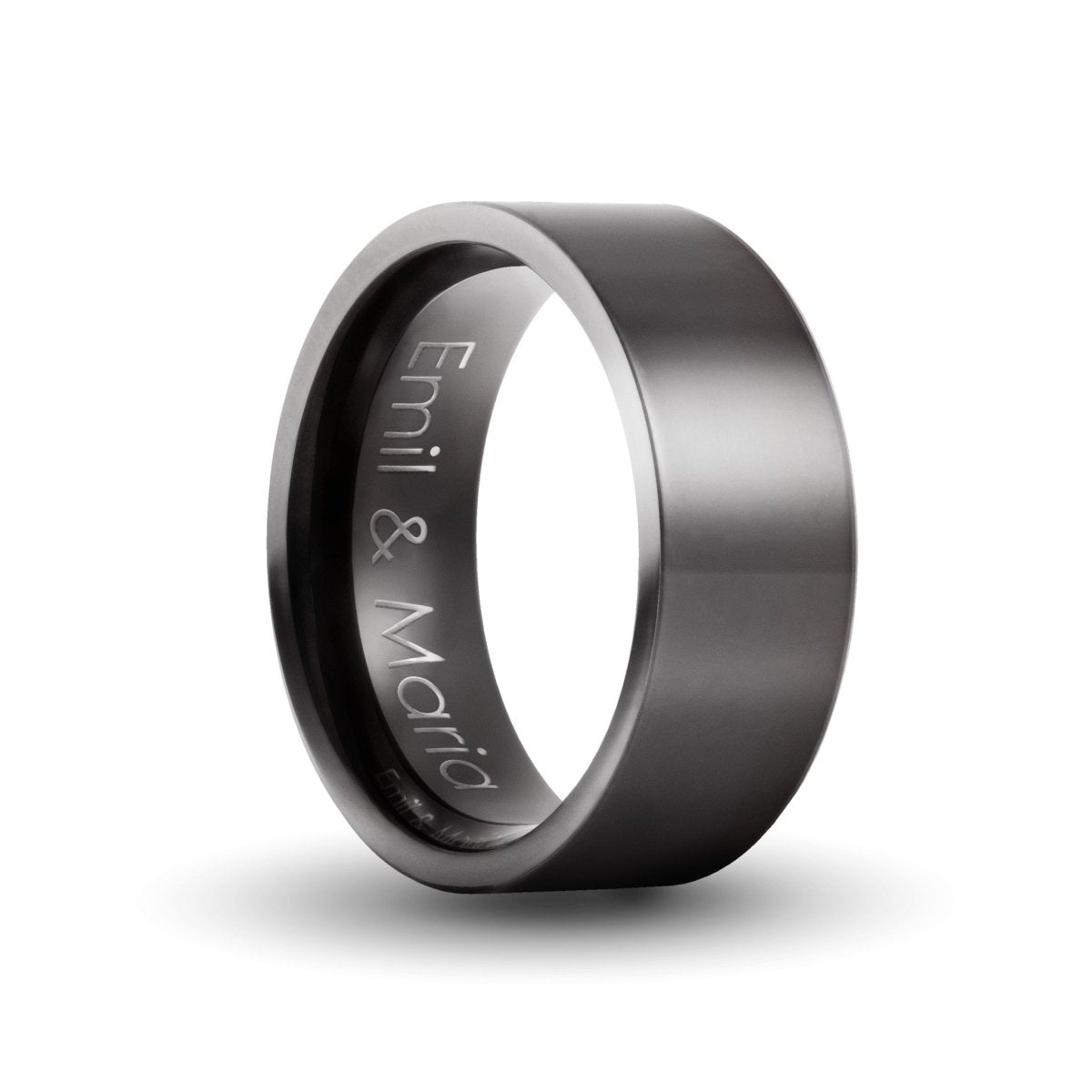 Schwarzer Titanring mit Gravur - Papasplatz