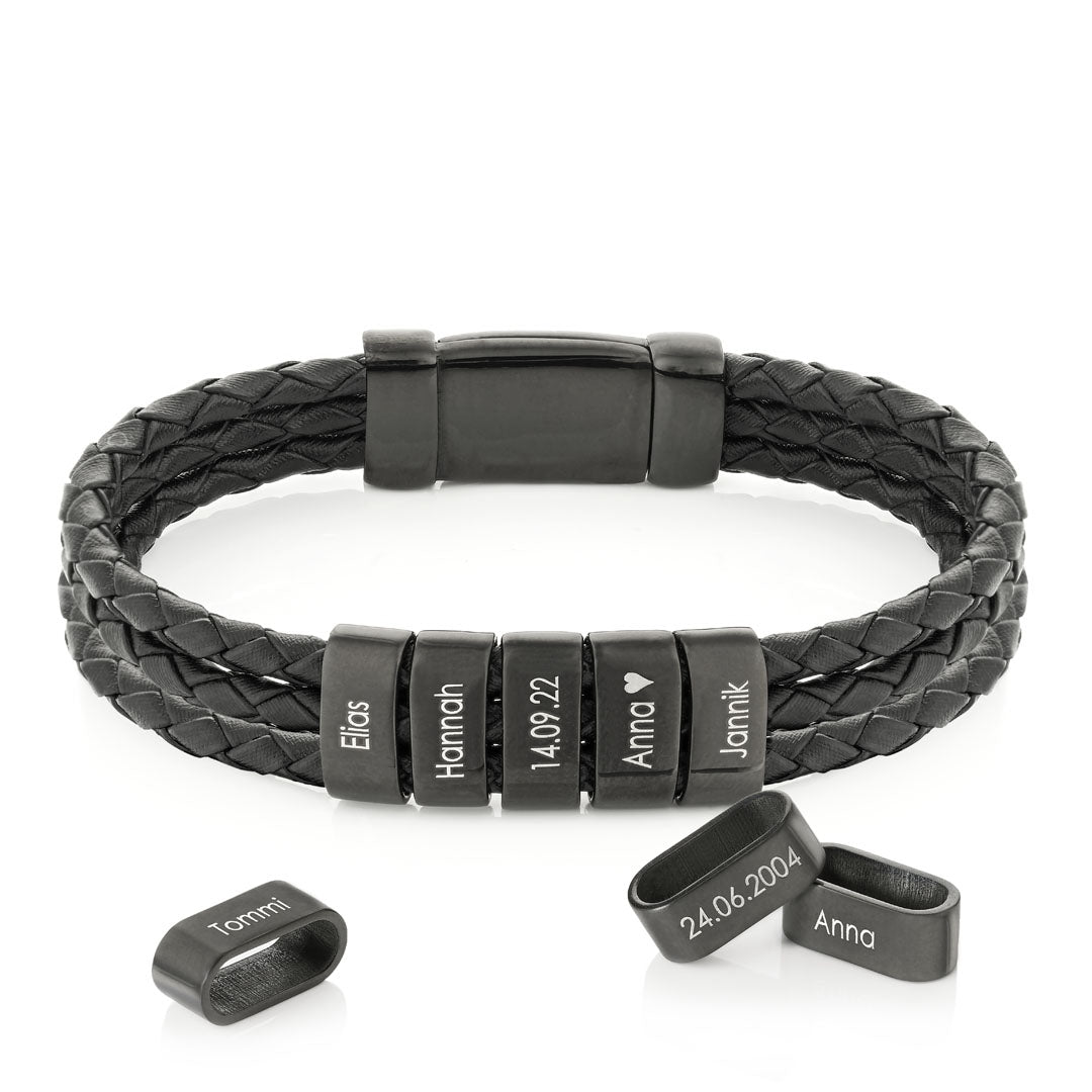 Gravierte schwarze Clip - Namensbeads - Papasplatz