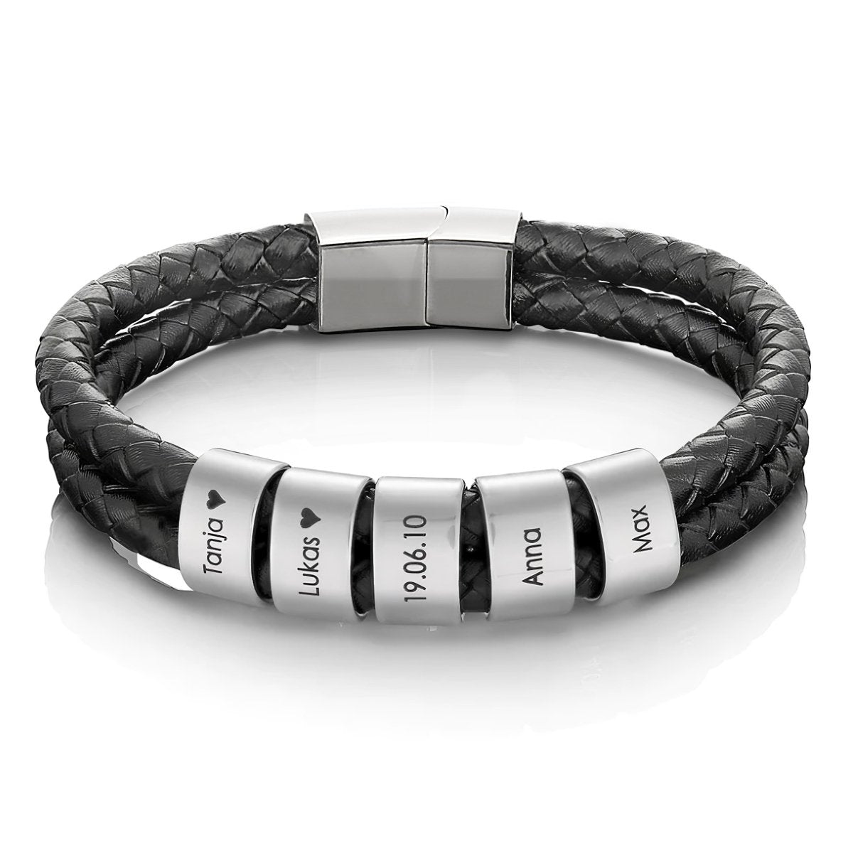 Lederarmband mit gravierten Beads - Papasplatz