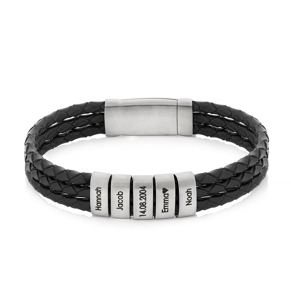 Lederarmband mit gravierten Namensbeads - Papasplatz