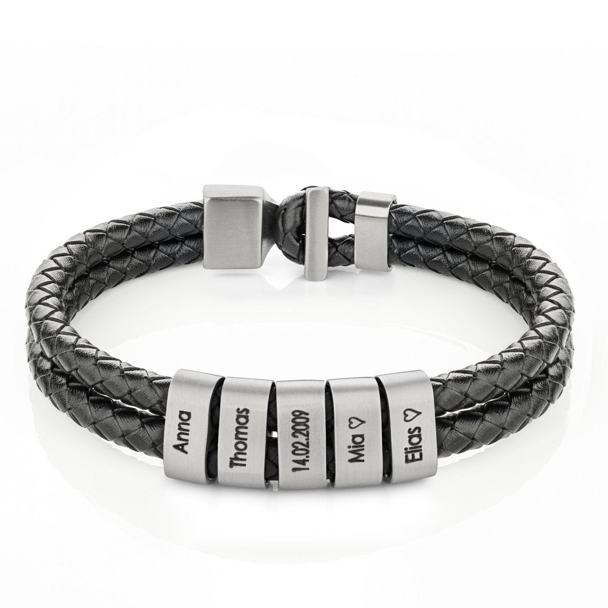 T - Bar Lederarmband mit gravierten Beads - Papasplatz