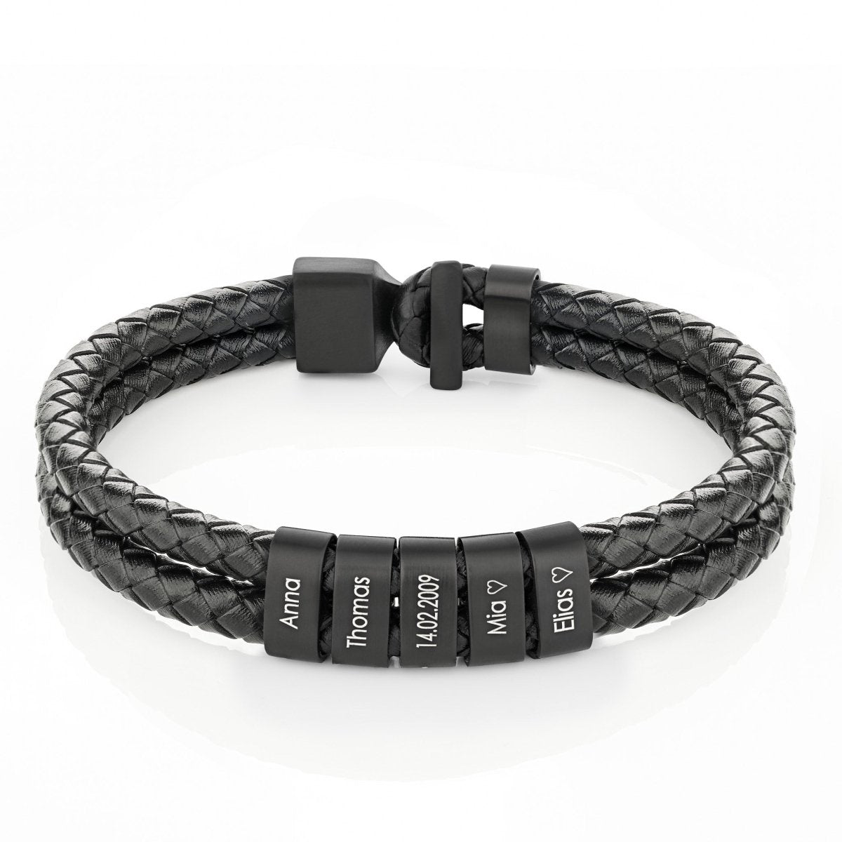 T - Bar Lederarmband mit gravierten Beads - Papasplatz