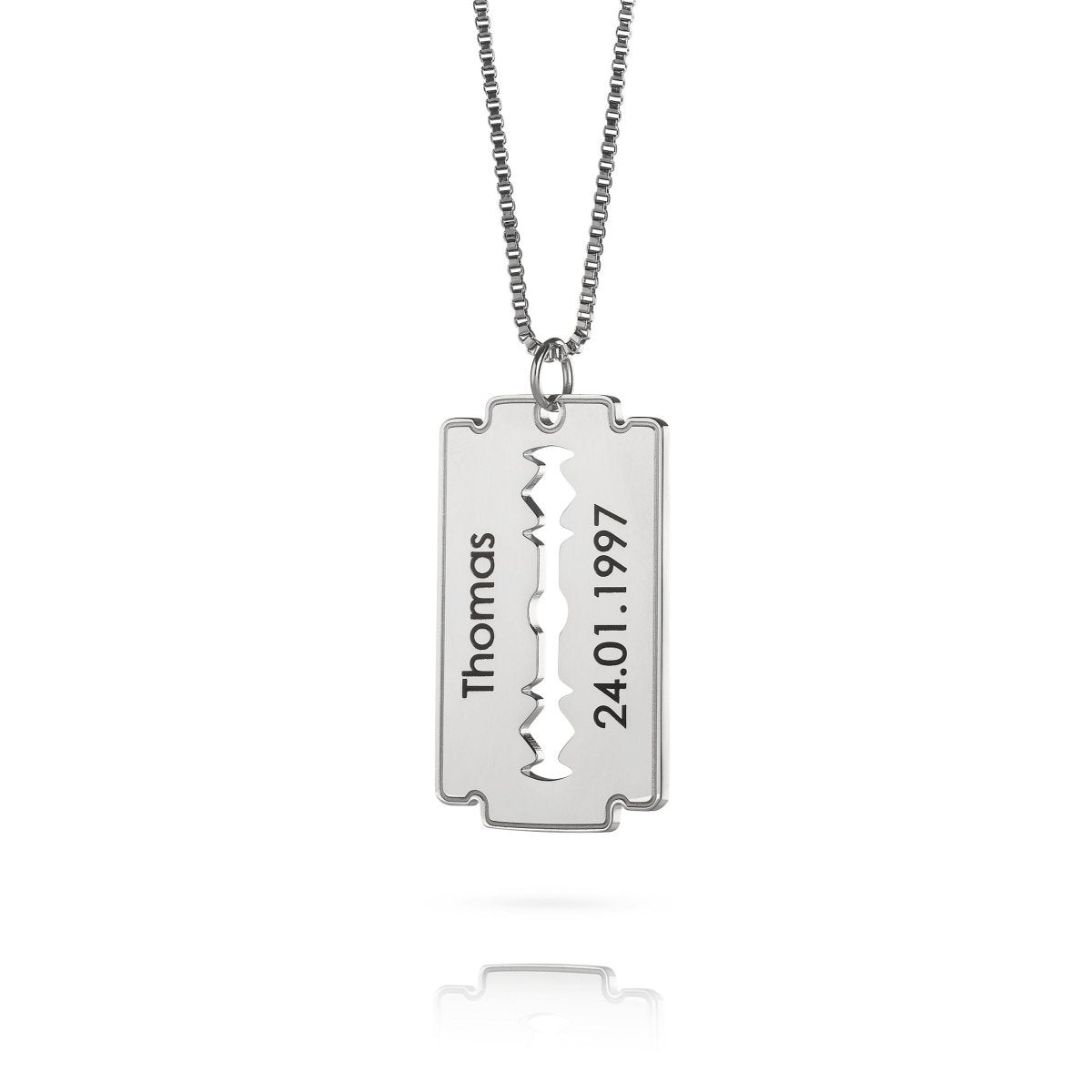 Halskette mit gravierter Rasierklinge - Papasplatz