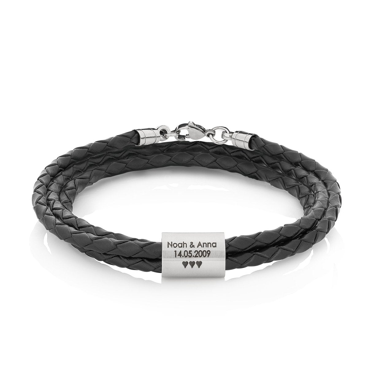 Leather bracelet with engraved ring - Papasplatz