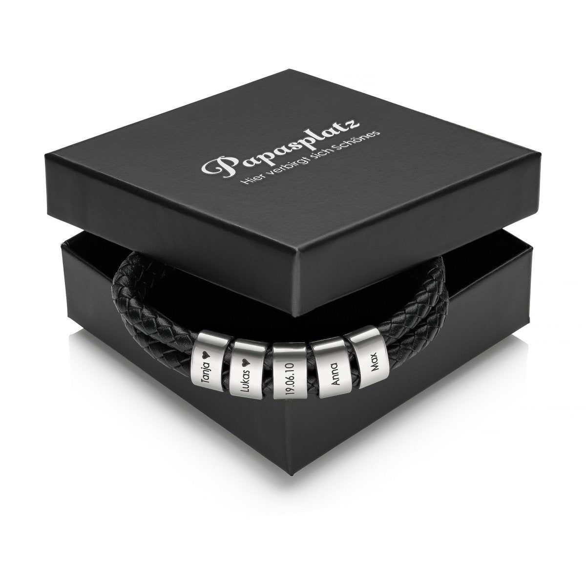 Lederarmband mit gravierten Beads - Papasplatz