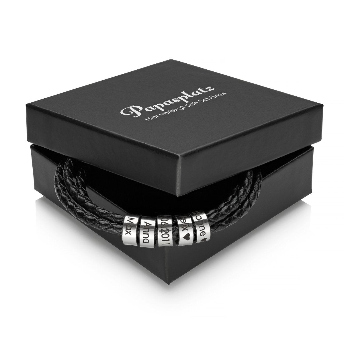 Lederarmband mit gravierten Ringen - Papasplatz